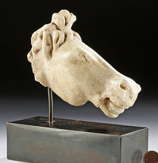 Lifelike Roman Marble Head of a Horse