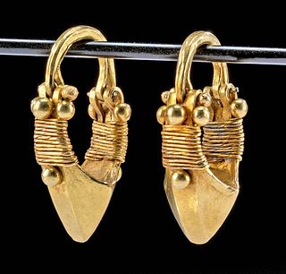 Matching Pair of Ancient Parthian Gold Earrings