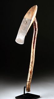 Early 20th C. Tlingit Adze Wood Handle, Iron Blade