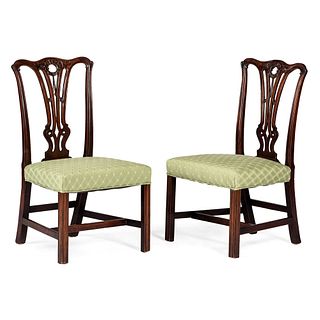 A Pair of New England Chippendale Mahogany Side Chairs
