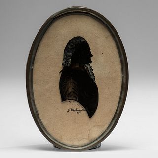 A Reverse-Painted Silhouette on Glass of George Washington