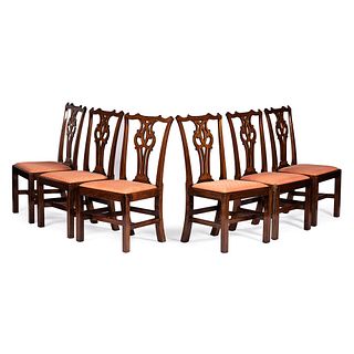A Set of Six Chippendale Walnut Side Chairs