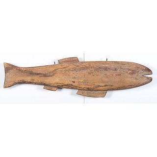 A Carved and Painted Wooden Fish Trade Sign