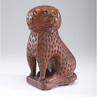 An Ohio Glazed Redware Bagnall-style Dog