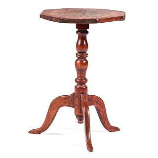 A Federal Octagonal Top Cherrywood Candlestand