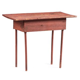 A Primitive Pine Work Table in Red Wash
