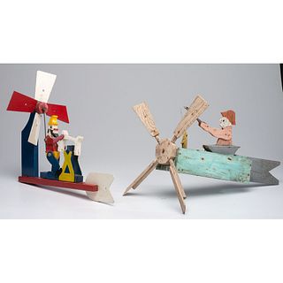 Two Painted Wood Figural Whirligigs
