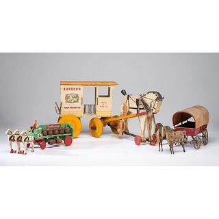 Three Wooden Wagon Pull Toys