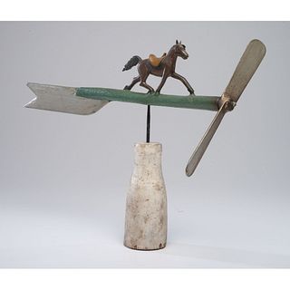 A Painted Wood Running Horse Whirligig
