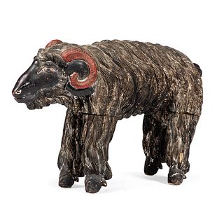 A Folk Art Carved and Painted Ram