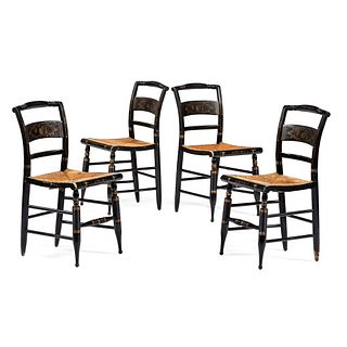 A Set of Four Stencil-Decorated Hitchcock Chairs