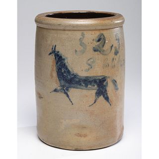 A Two-Gallon Ohio Crock With Incised Cobalt Horse