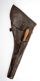 Leather Holster with Shoulder Stock and Cleaning Rod for a Stevens Pocket Rifle 