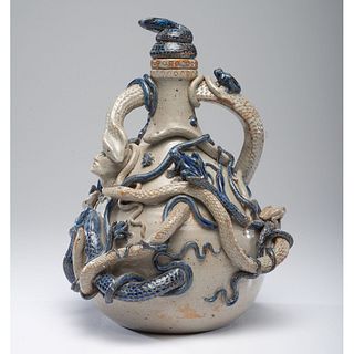A Fine Anna Pottery Style "Temperance" Stoneware Jug by Brian Moore 