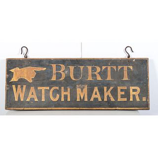 A Double Sided Stenciled Wood Jeweler's Trade Sign