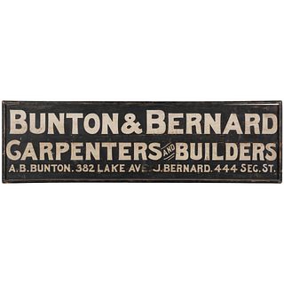 A Bunton and Bernard Carpenters Stenciled Wood Trade Sign