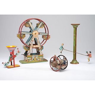 Four Painted and Lithographed Tin Toys