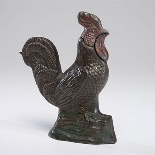 A Cast Iron Mechanical Rooster Bank
