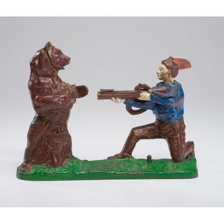 An Indian Shooting a Bear Cast Iron Mechanical Bank