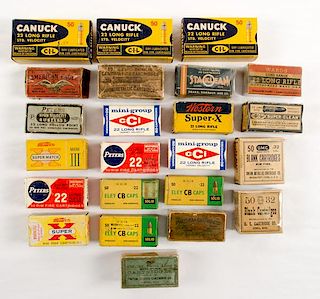 Various .22 Caliber Ammo Boxes, Lot of Twenty-Two 