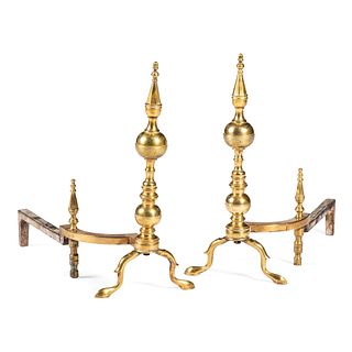 A Pair of Brass Andirons
