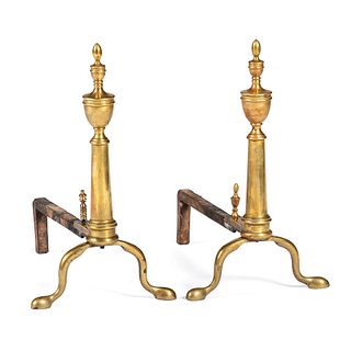 A Pair of Federal Brass Andirons