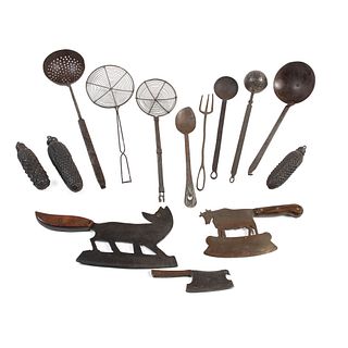 A Group of Iron Kitchen Tools & Meat Hook