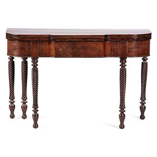 A Federal Serpentine Mahogany Game Table