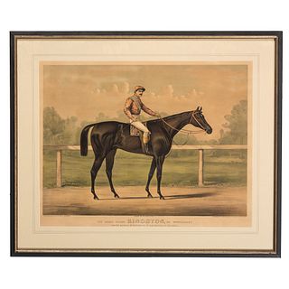 A Currier and Ives Hand-Colored Lithograph, <i>The Great Racer Kingston, by Spendthrift</i>
