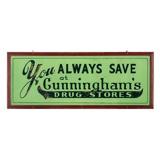 A Reverse Painted Glass Drug Store Advertising Sign