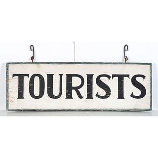 A Painted Wood Double Sided 'Tourists' Sign