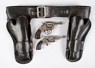 Spur Hammer Pistols and Holster Rig, Lot of Three 