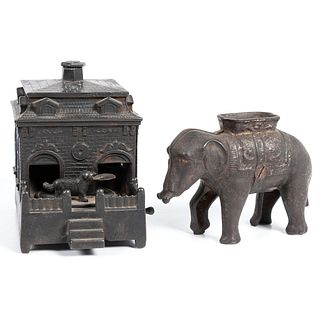 Two Cast Iron Novelty Banks