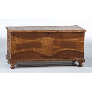 A Pennsylvania Feather-Painted Pine Blanket Chest
