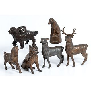 A Group of Cast Iron Animal Still Banks