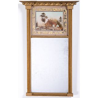 A Federal Giltwood and Eglomise Mirror
