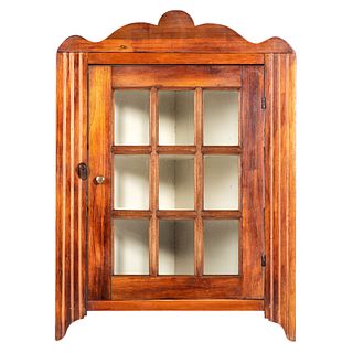 A Federal Shaped and Fluted Cherry Hanging Corner Cupboard 
