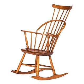 A Comb-Back Mixed Wood Windsor Rocking Chair