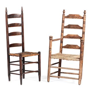 Two Turned Ladder-Back Chairs