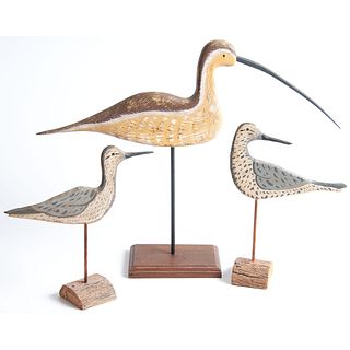 Three Carved and Painted Decorative Shorebirds