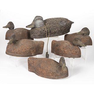 Six Cork Duck Decoys