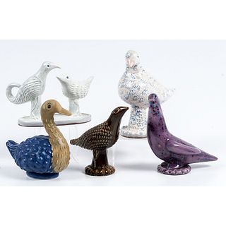A Group of Glazed and Molded Ceramic Bird Figures by James Seagreaves (American, 1913-1997)
