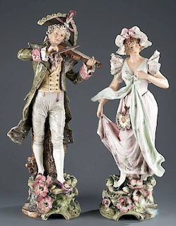 Two 19th century porcelain figures, man and woman