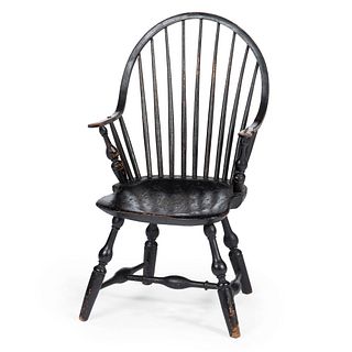 A Black-Painted Continuous-Arm Windsor Armchair
