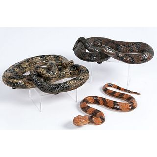 Three Contemporary Southern Pottery Snakes