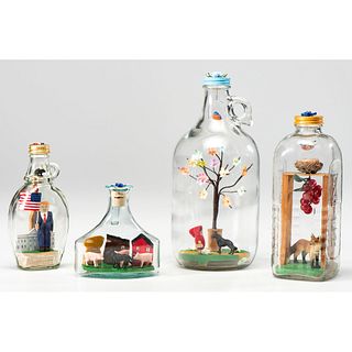 Four Contemporary Whimsey Bottles by Tim Fisher (American, 21st Century)