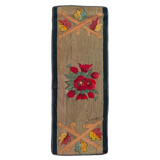 A Rose and Leaf Decorated Hooked Runner