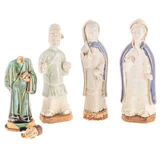 Four Chinese Glazed Earthenware Figures