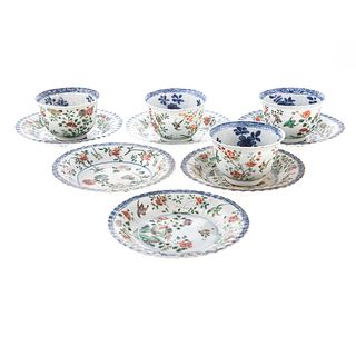 Chinese Export Famille Verte & Blue Cups & Saucers
