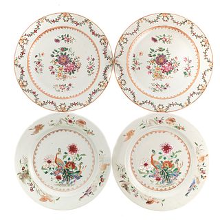 Two Pairs Chinese Export Famille Rose Plates